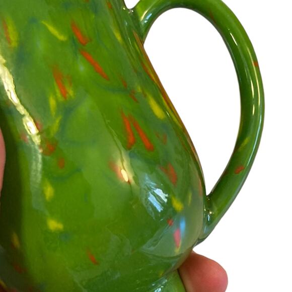 Vintage 70s Handmade Ceramic Psychedelic Green Yellow Orange Irish Coffee Mug - Picture 12 of 16